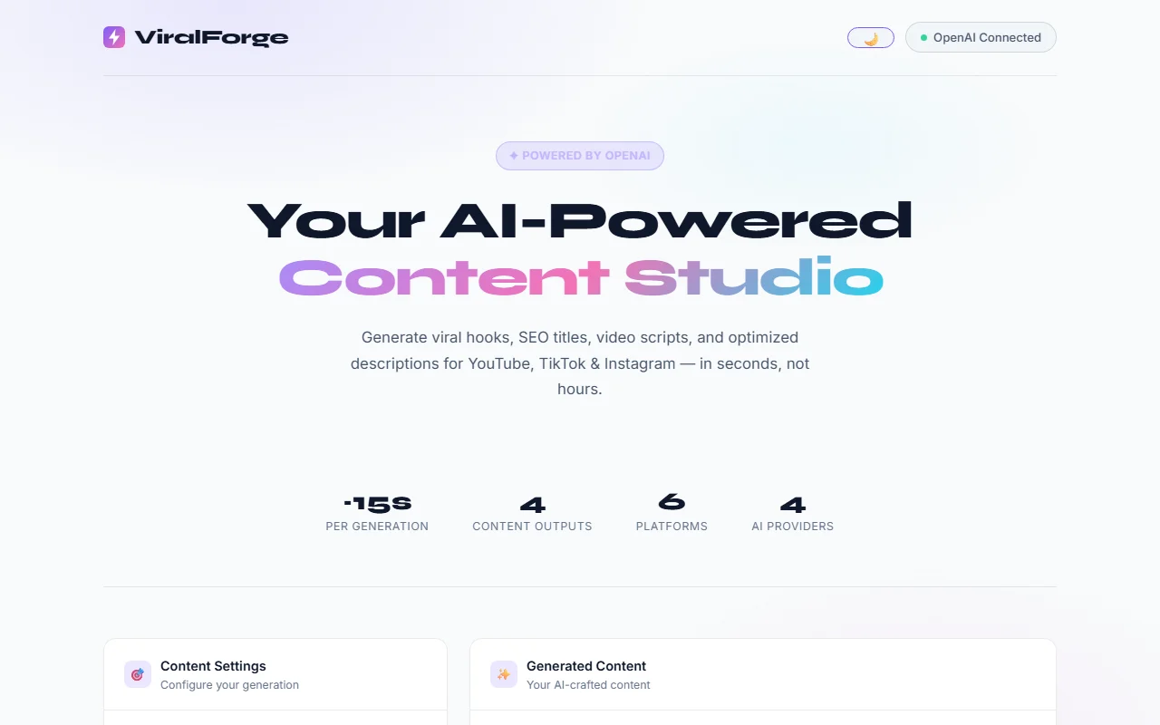 ViralForge: Ultimate AI Content Studio: — screenshot 2