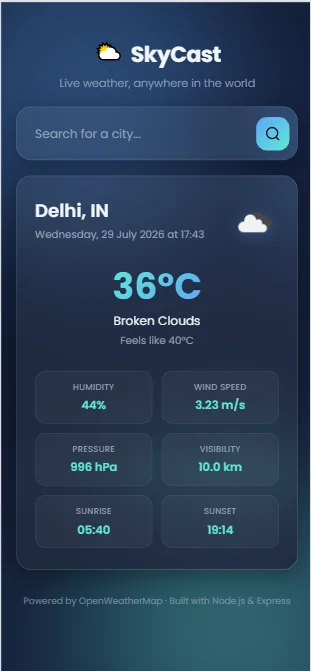 SkyCast - Responsive Weather Forecast Web App — screenshot 2