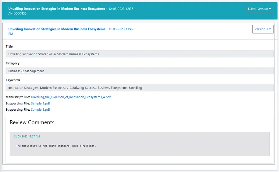 Manuscript Peer Review System Using ASP.NET Core — screenshot 9
