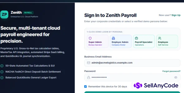 ZenithPay Enterprise Payroll Management UI — cover