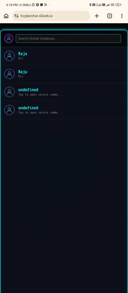 HCyberchat - Advanced Cyberpunk Chat System & Admin Command Center — screenshot 1