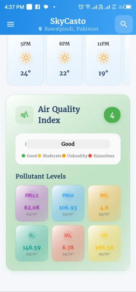 SkyCasto Flutter Weather & AQI App with WeatherAPI — screenshot 3