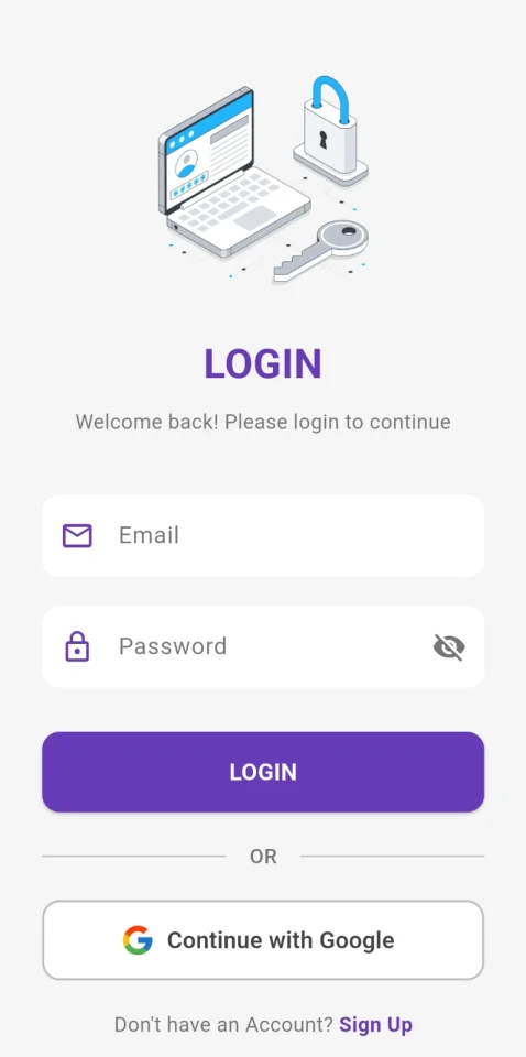 Flutter Firebase Login & Register App (Google + Email) — screenshot 1