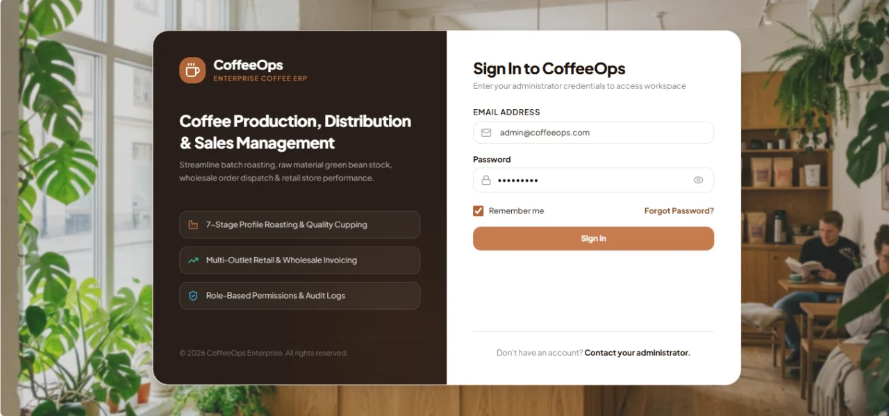 BrewFlow ERP Coffee Production, Distribution & Sales Management System — screenshot 4