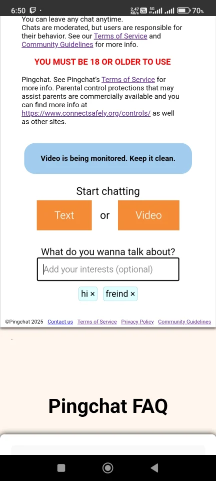 Pingchat (Omegle Clone) — screenshot 1