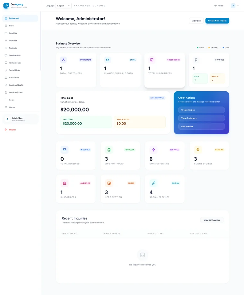 Digital Agency Management System — screenshot 1