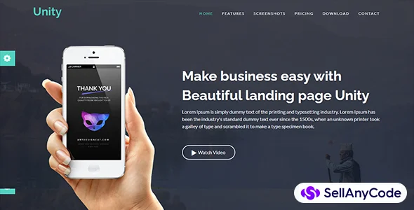 Unity Responsive App Landing Page Template — cover