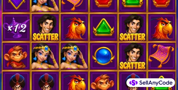 Aladdin Wishes Cascading Slot Game (Cocos Creator 3.8.8, iOS)