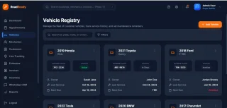 RoadReady Service Hub Vehicle Service Management Dashboard