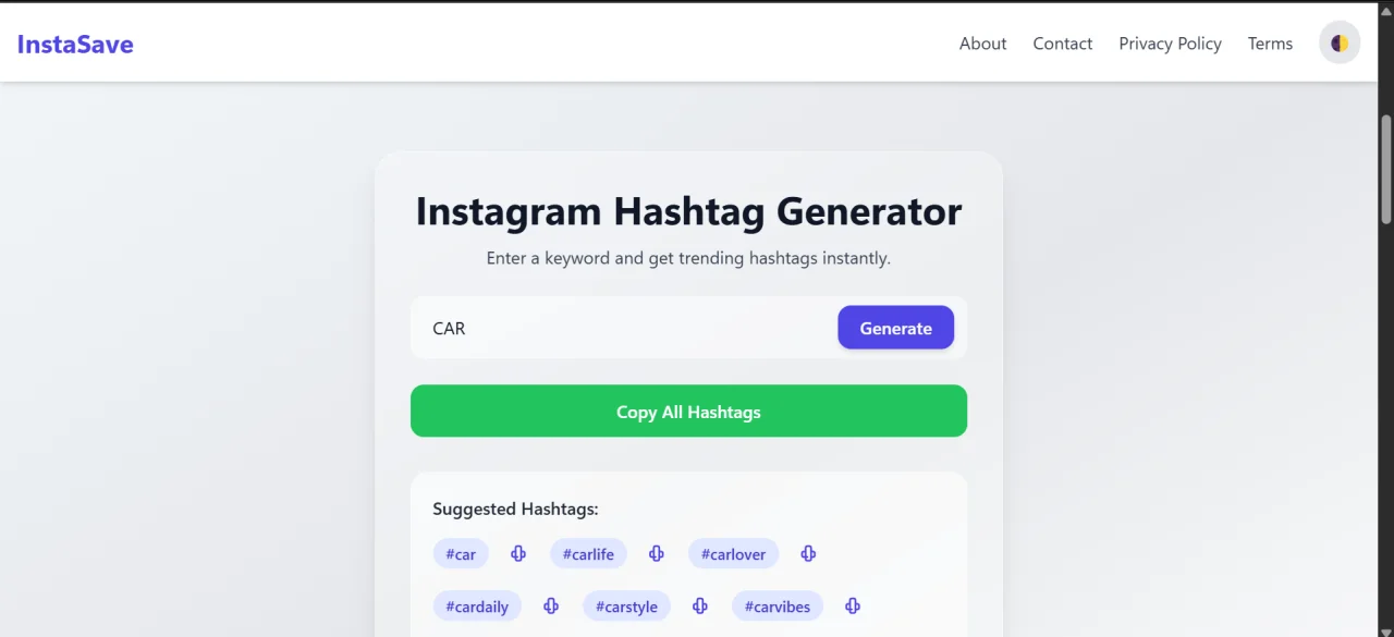 InstaSave - Instagram Downloader & Tag Gen PHP Script — screenshot 5