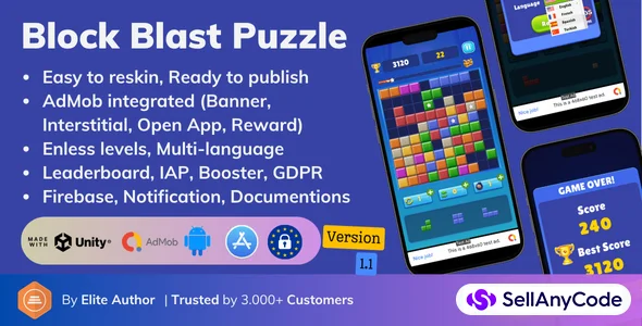 Block Puzzle Pro - Leaderboards & AdMob Ready Unity Template