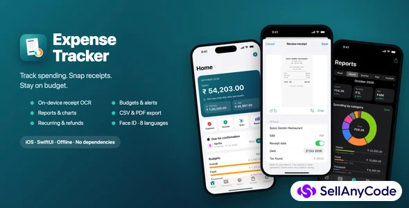 Expense Tracker & Receipt Scanner Budget, Reports, OCR (iOS SwiftUI) — cover