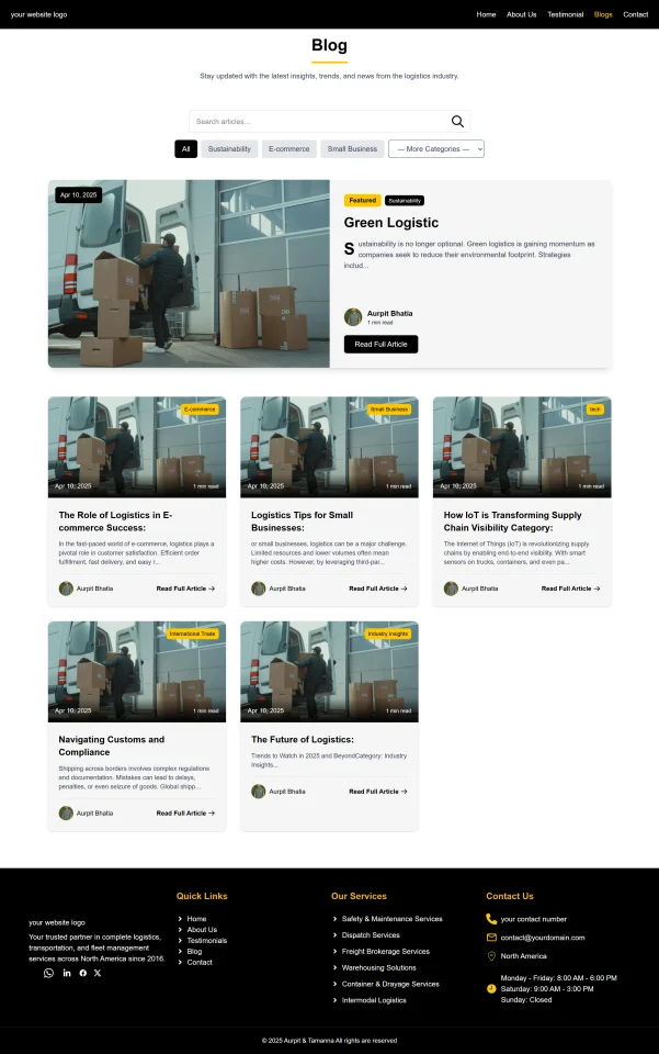 React-Based Logistics Website with Blog and Forms. — screenshot 2