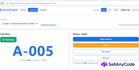 Multi-Branch Queue Engine Ticketing, Calling & Live Display System — cover