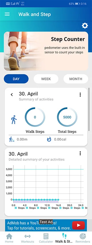 Workout Manager & Health Calculator for Fitness (Water Medicine Reminder & Pedometer) — screenshot 5
