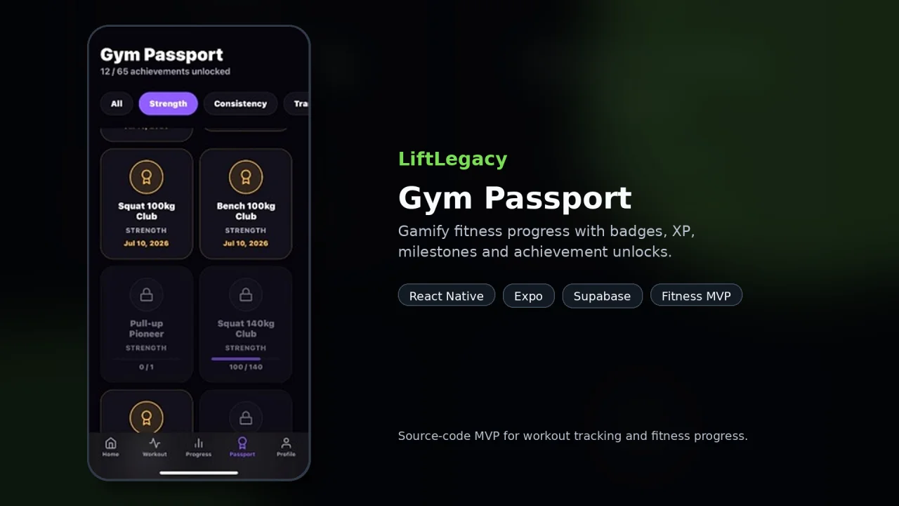 LiftLegacy React Native Fitness Tracker App MVP — screenshot 1