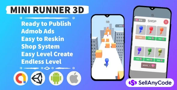 Mini Runner 3D (Unity+AdMob+Hypercasual+Android) — cover