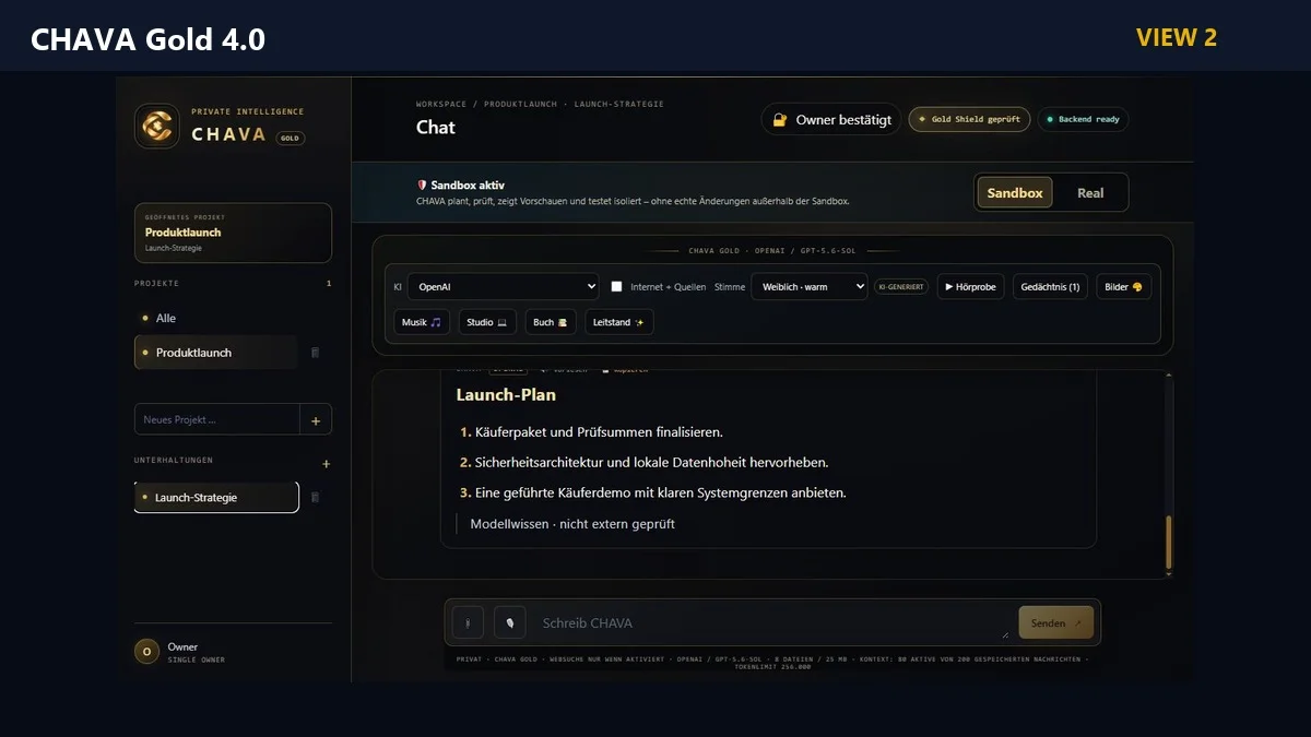 CHAVA Gold 4.0 Private AI Workspace — screenshot 1