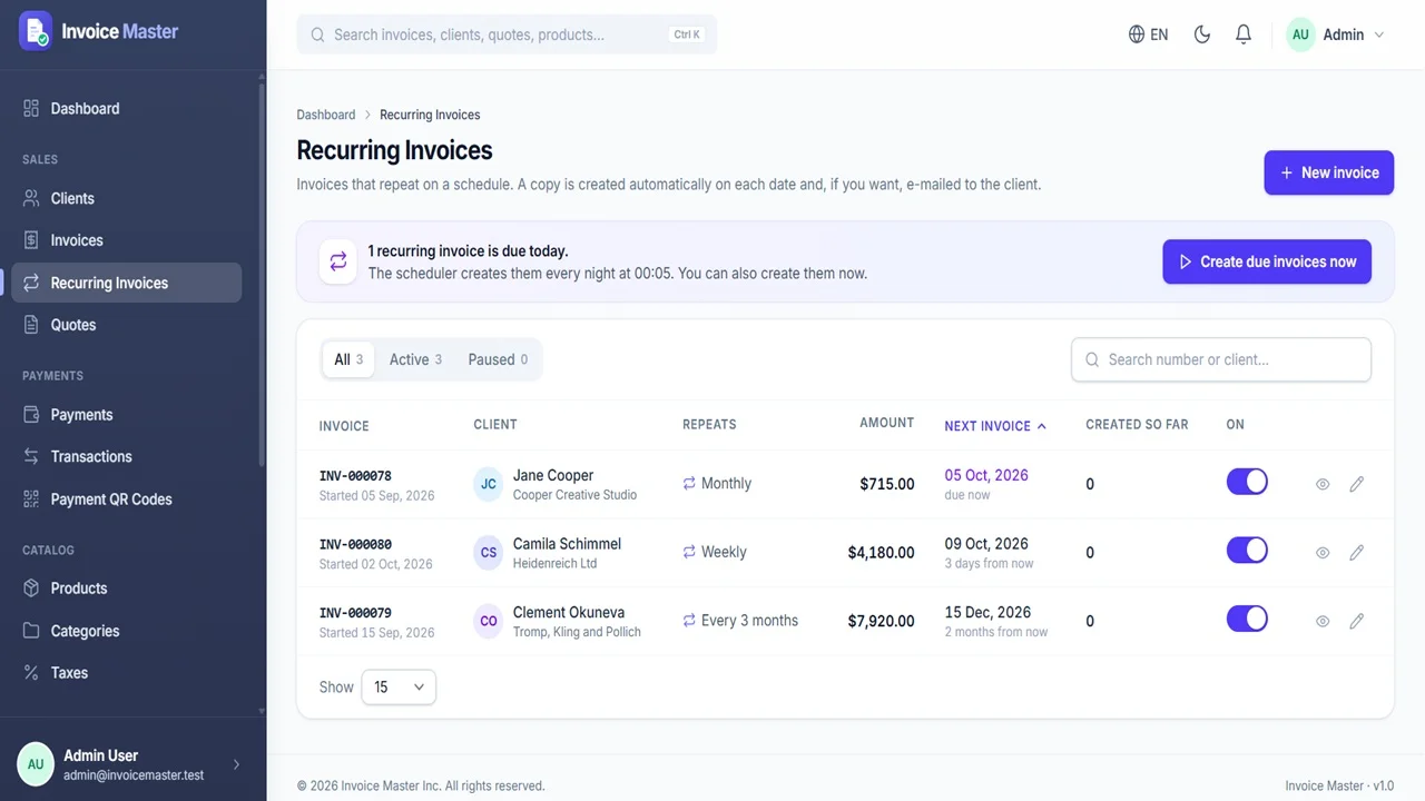 Invoice Master - Laravel Invoice, Quote Payment Management System — screenshot 4
