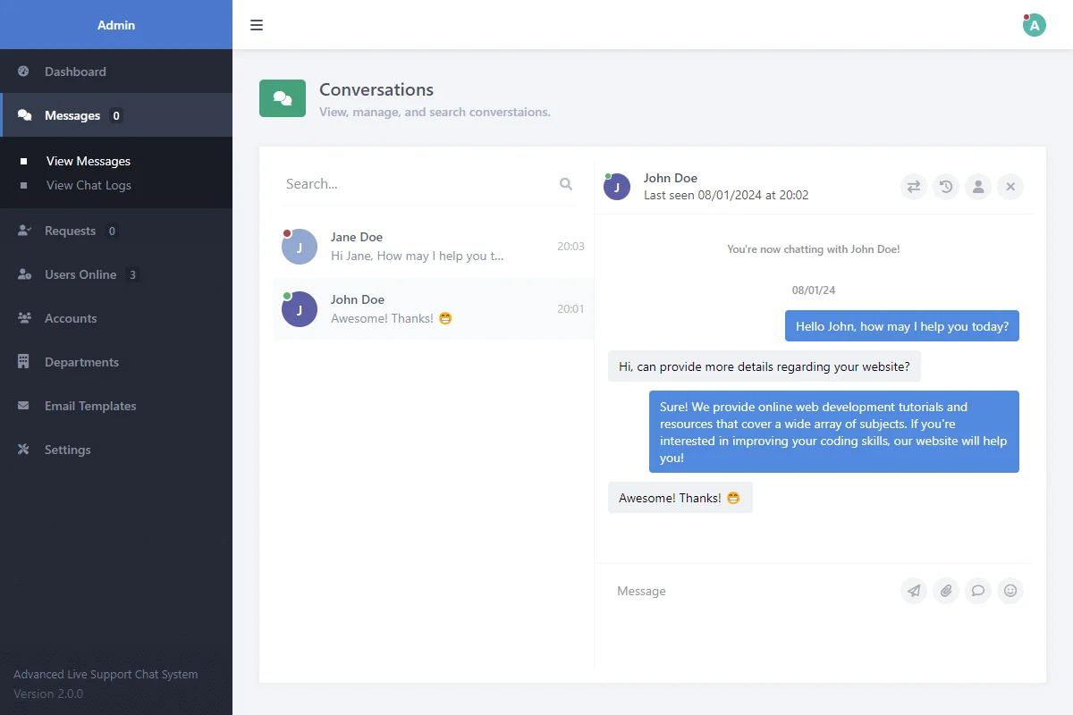Advance Live Chat support System — screenshot 2