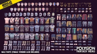 POLYGON Modular Fantasy Hero Characters - Low Poly 3D Art by Synty