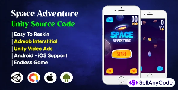 Space Adventure Unity Source Code (AdMob+Unity Ads) — cover