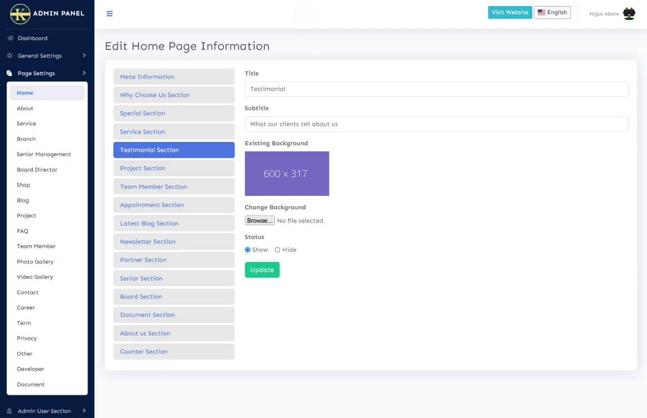 KingLit CMS Multipurpose Laravel Website CMS with AI Chat and File Manager — screenshot 4