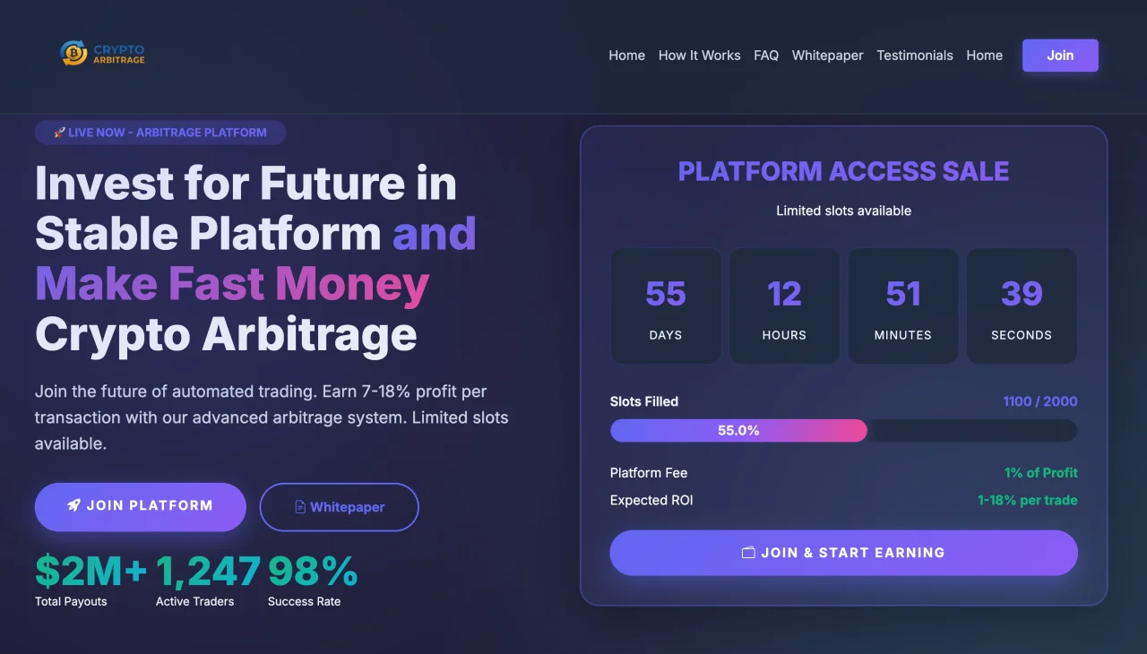 Crypto Arbitrage Investment Platform — screenshot 1
