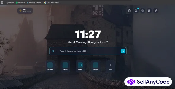 Modern HTML Browser Home Page with Widgets & Custom Wallpapers — cover