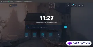 Modern HTML Browser Home Page with Widgets & Custom Wallpapers