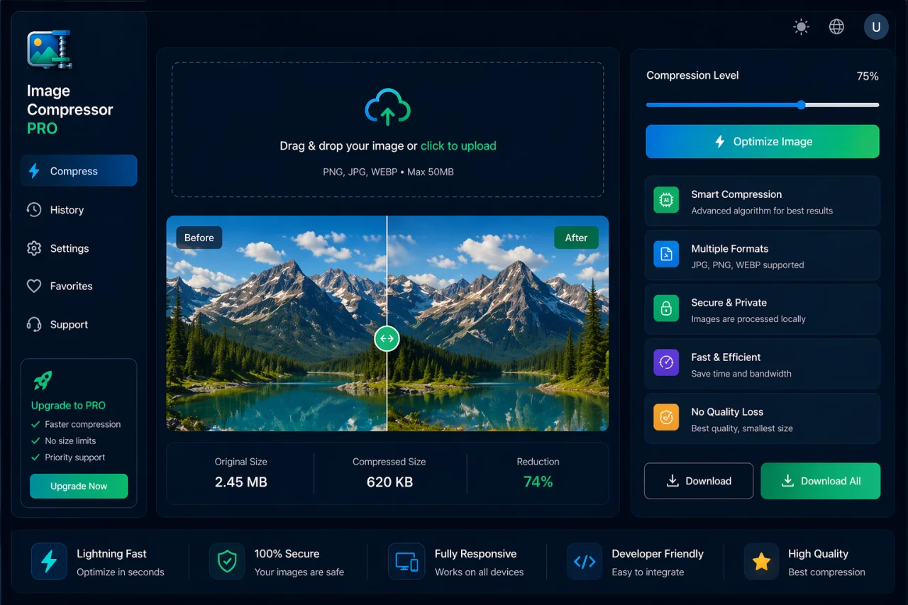 Image Compressor Pro Smart JPG PNG WEBP Optimizer Tool — screenshot 3