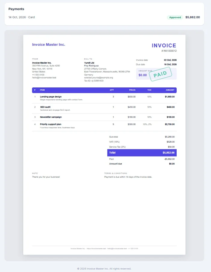Invoice Master - Laravel Invoice, Quote Payment Management System — screenshot 3