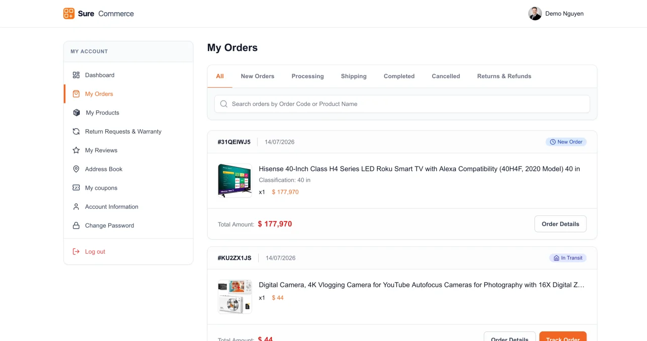 SureCommerce - eCommerce Platform & QR Warranty System — screenshot 6