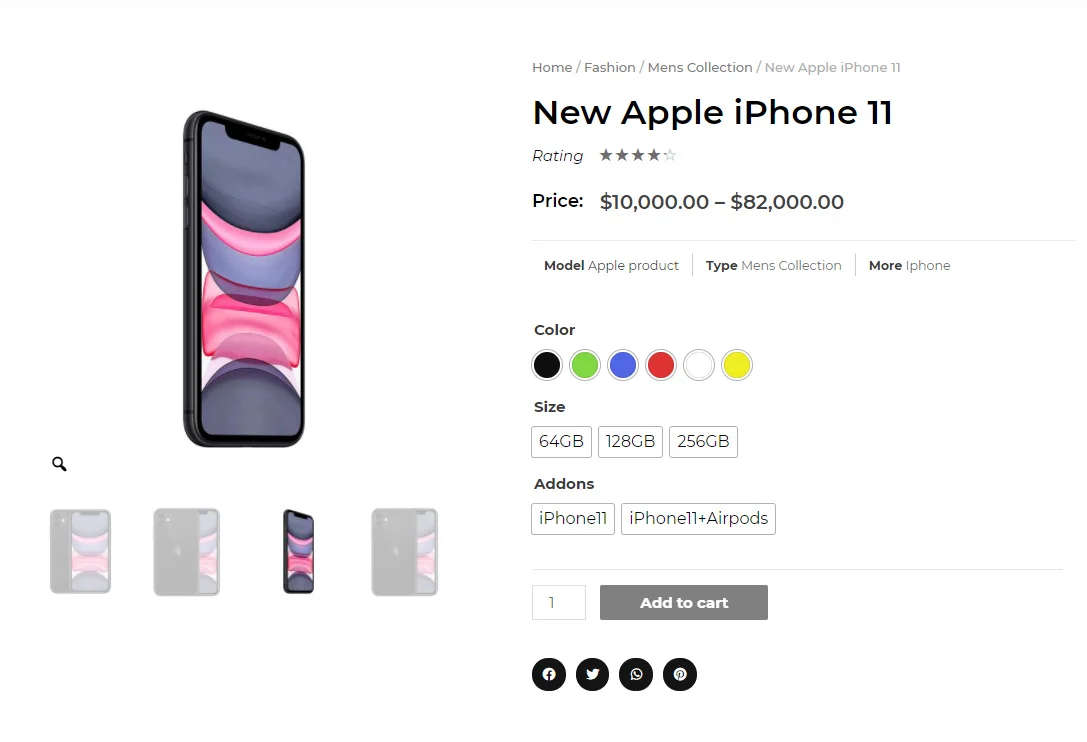 WooCommerce Variation Swatches and Additional Gallery — screenshot 1