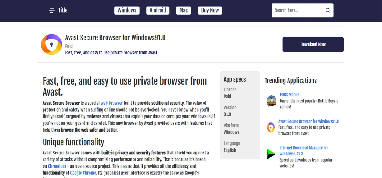 Application Downloading Website — screenshot 1