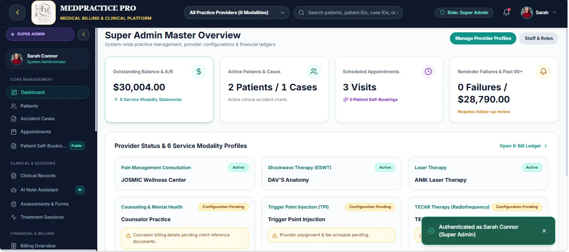 MedCare Pro - Medical Billing & Healthcare Practice Dashboard Template — screenshot 1