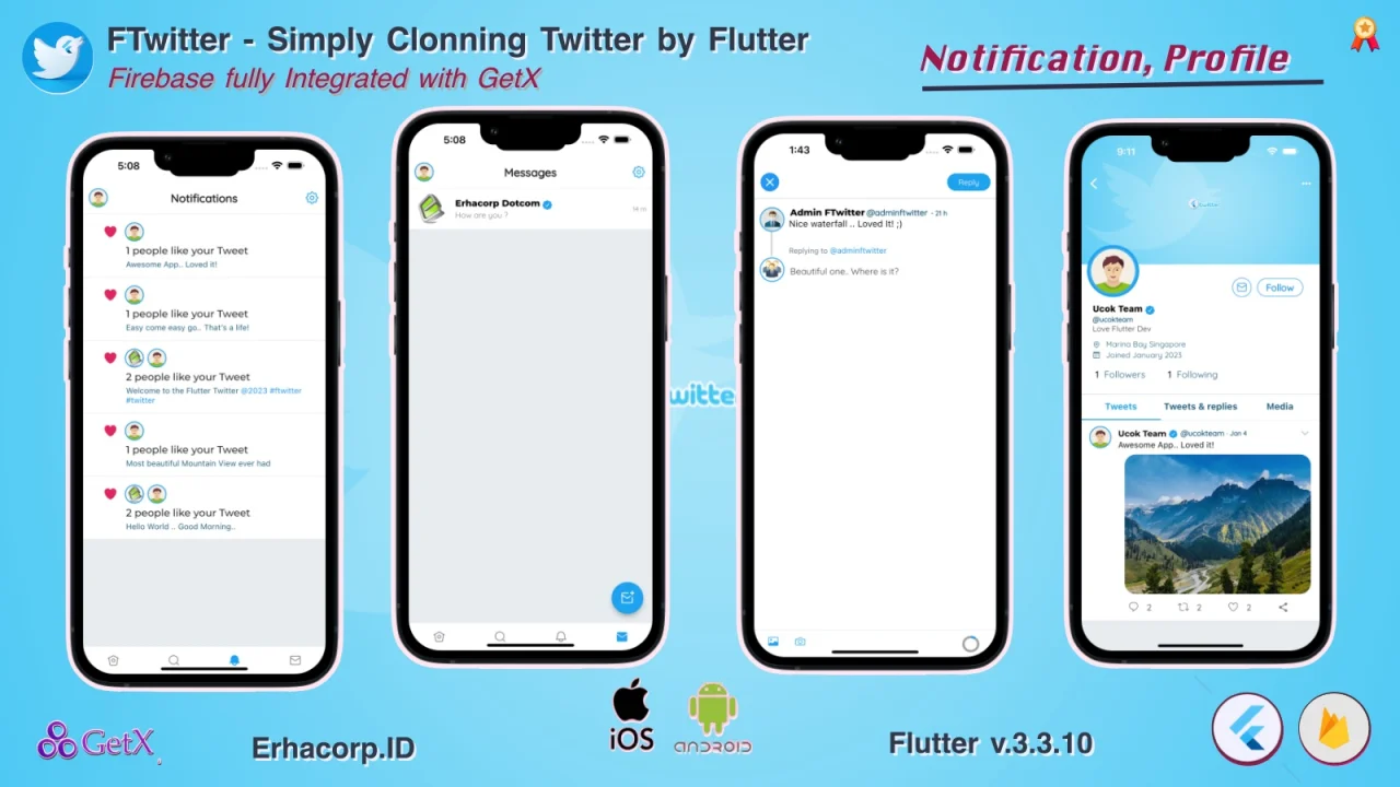 FTwitter - Clone Simply Twitter Flutter App with Multi Payments | Firestore | GetX — screenshot 3