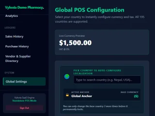 Vyloxia - Global Edition Pharmacy POS | 195 Countries | Desktop Launcher | FX Currency Engine