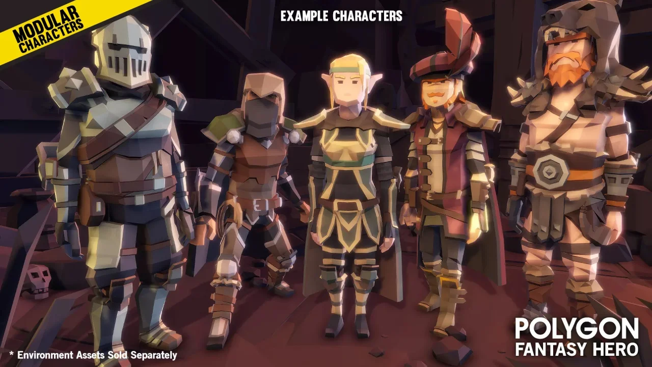 POLYGON Modular Fantasy Hero Characters - Low Poly 3D Art by Synty — screenshot 2