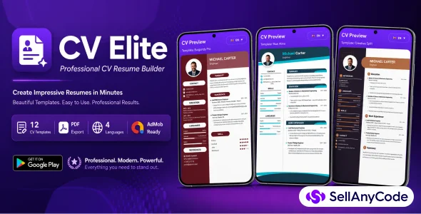 Professional CV Resume Builder Android App with PDF Export and AdMob