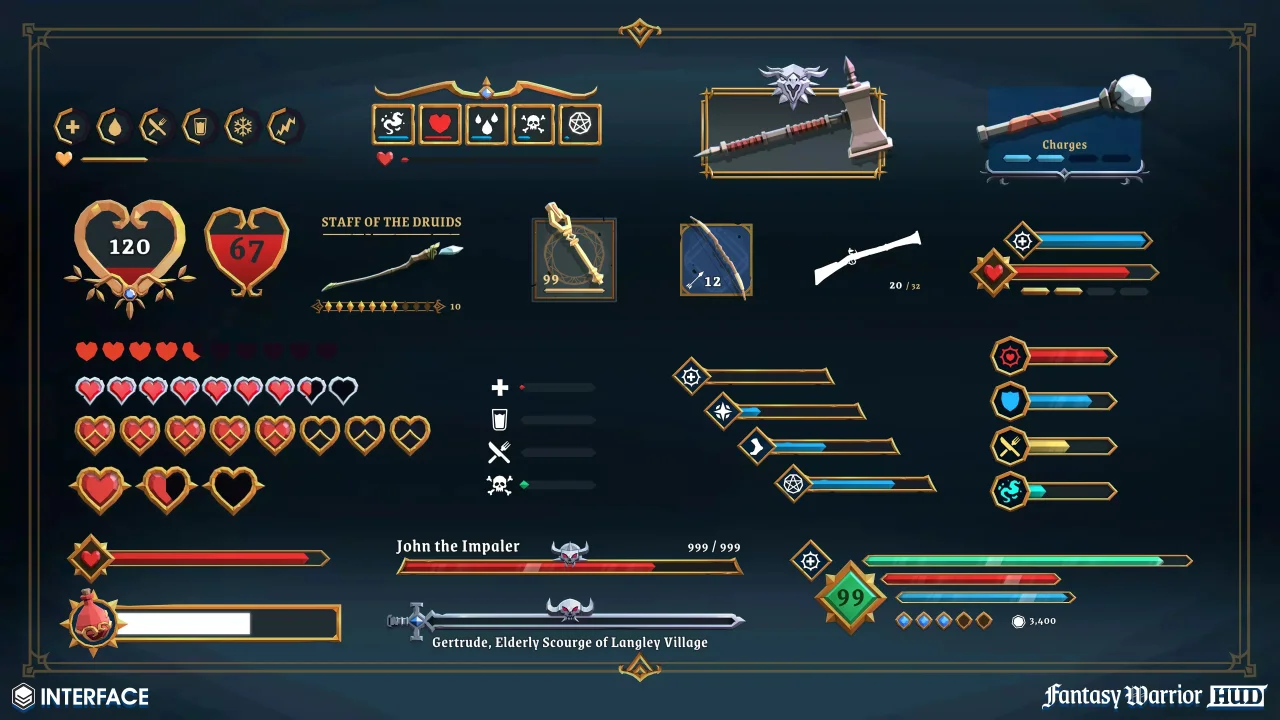 Fantasy Warrior HUD - Synty INTERFACE - GUI — screenshot 3