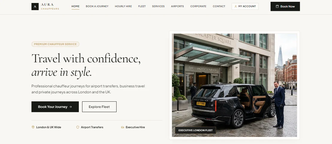 Aura Chauffeurs Executive Chauffeur & Fleet Operations Platform — screenshot 1