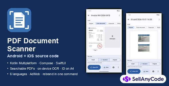 PDF Document Scanner Android + iOS — cover