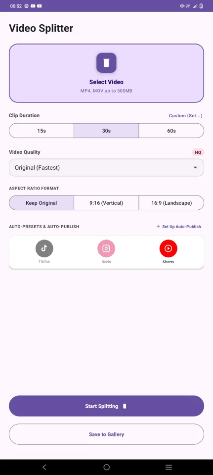 Video Splitter Pro - Android App Source Code — screenshot 3