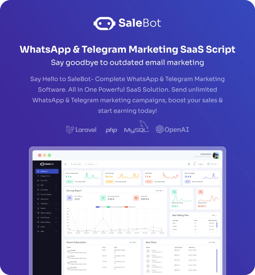 SaleBot - WhatsApp and Telegram Marketing SaaS - ChatBot & Bulk Sender — screenshot 2