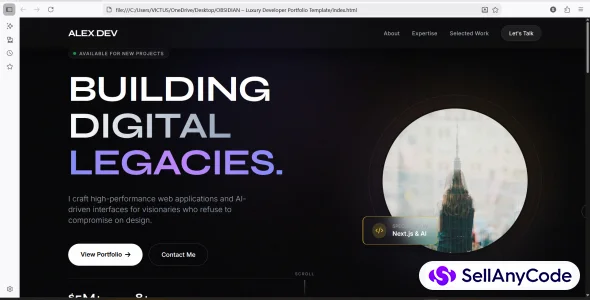 OBSIDIAN Luxury Developer Portfolio Template — cover