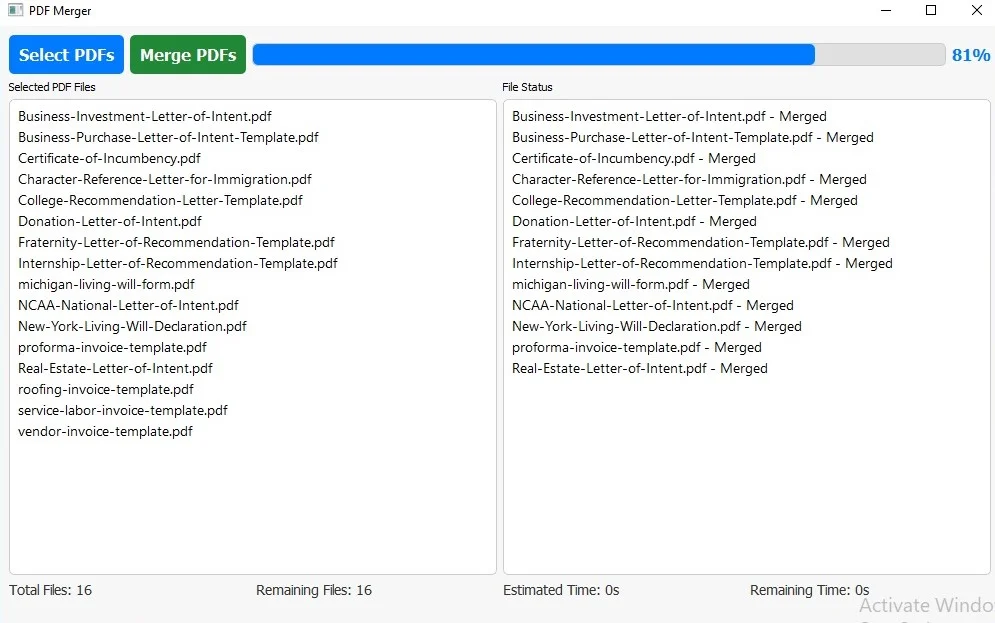 Batch Unlimited PDF Merger — screenshot 2