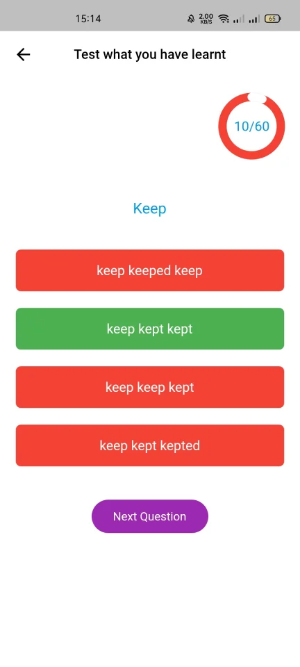 Flutter Irregular Verbs App - English Course App Source Code — screenshot 3