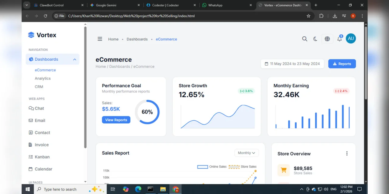 Vortex - eCommerce Dashboard Template — screenshot 3