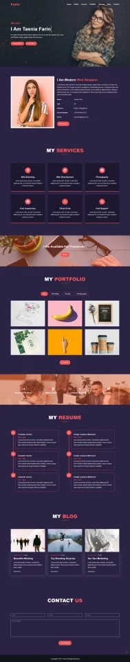 Farin Personal Portfolio Bootstrap4 Template — screenshot 2